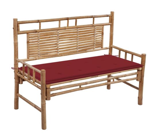 Banc De Jardin Avec Coussin 120 Cm Bambou