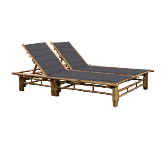 Chaise Longue Pour 2 Personnes Avec Coussins Bambou