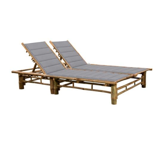 Chaise Longue Pour 2 Personnes Avec Coussins Bambou