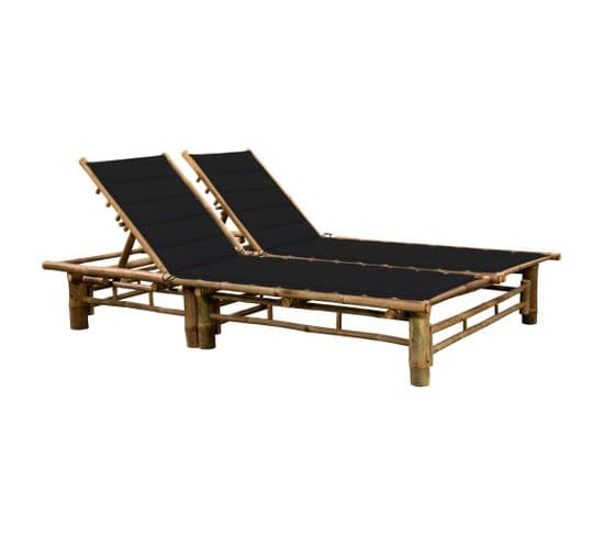 Chaise Longue Pour 2 Personnes Avec Coussins Bambou