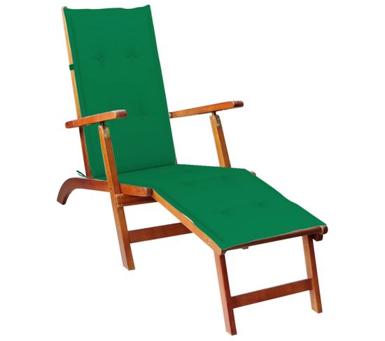 Chaise De Terrasse Avec Repose-pied Et Coussin Acacia Solide