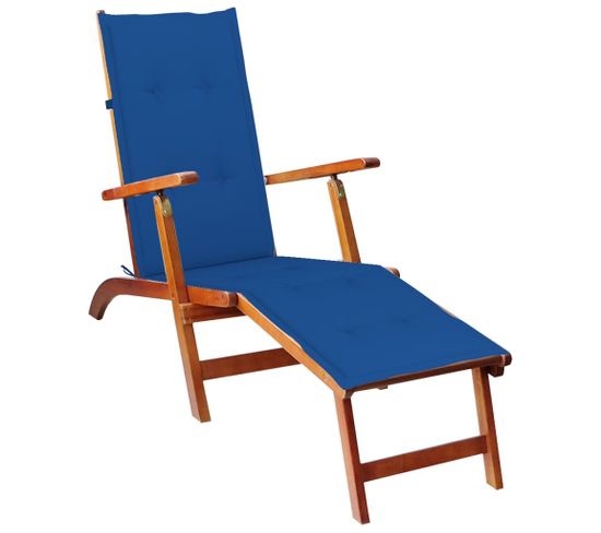 Chaise De Terrasse Avec Repose-pied Et Coussin Acacia Solide