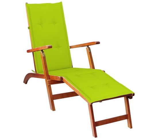 Chaise De Terrasse Avec Repose-pied Et Coussin Acacia Solide