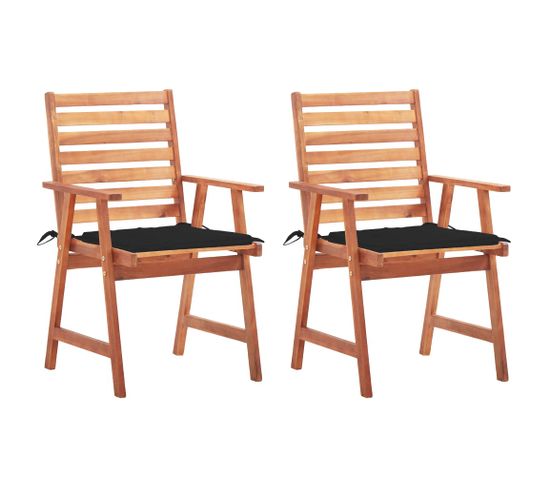 Chaises À Dîner D'extérieur 2 PCs Avec Coussins Acacia Massif