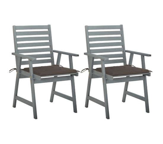 Chaises À Dîner D'extérieur 2 PCs Avec Coussins Acacia Massif