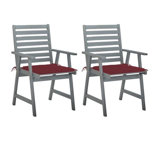 Chaises À Dîner D'extérieur 2 PCs Avec Coussins Acacia Massif