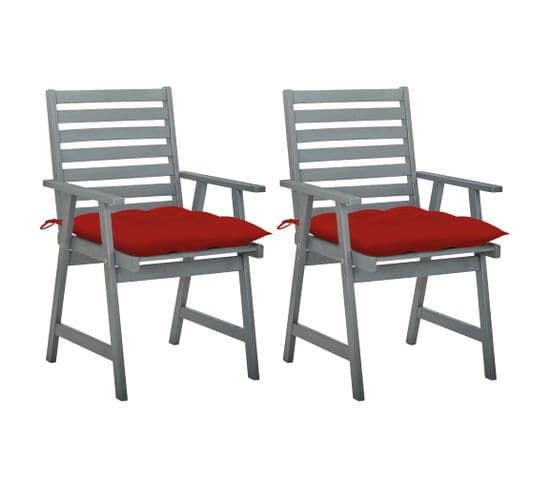 Chaises À Dîner D'extérieur 2 PCs Avec Coussins Acacia Massif