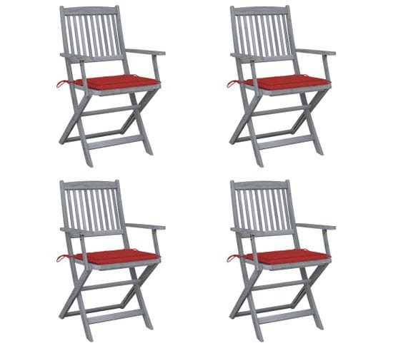 Chaises Pliables D'extérieur 4 PCs Avec Coussins Bois D'acacia