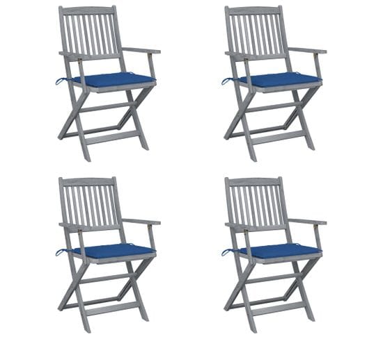 Chaises Pliables D'extérieur 4 PCs Avec Coussins Bois D'acacia