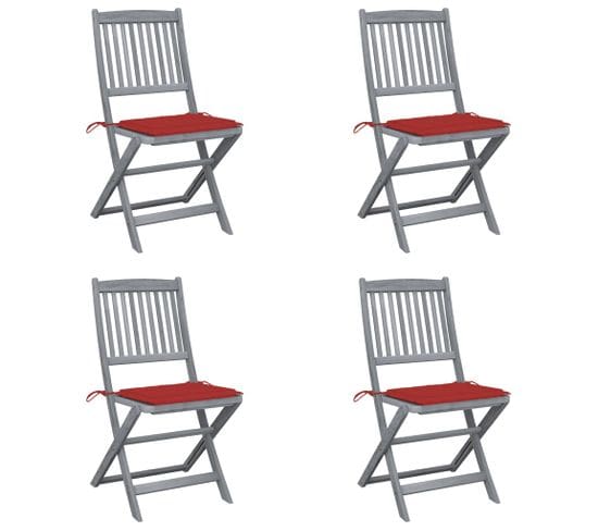 Chaises Pliables D'extérieur 4 PCs Avec Coussins Bois D'acacia