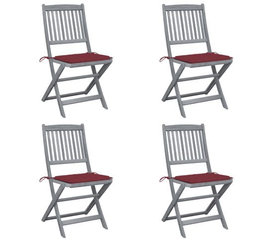 Chaises Pliables D'extérieur 4 PCs Avec Coussins Bois D'acacia