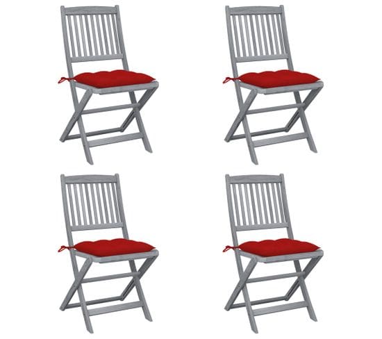 Chaises Pliables D'extérieur 4 PCs Avec Coussins Bois D'acacia