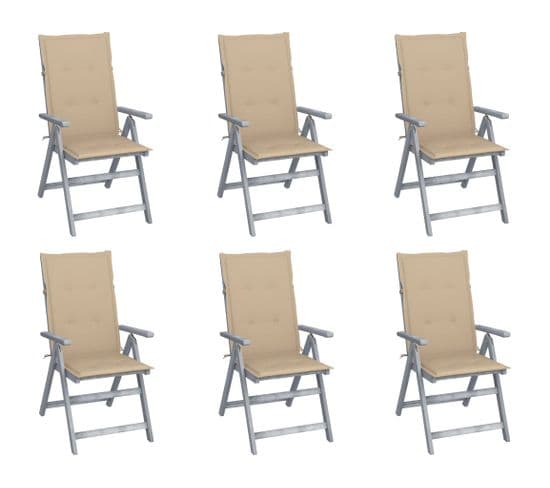 Chaises Inclinables De Jardin Lot De 6 Et Coussins Bois Acacia