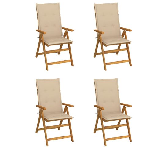 Chaises Inclinables De Jardin 4 PCs Avec Coussins Bois D'acacia