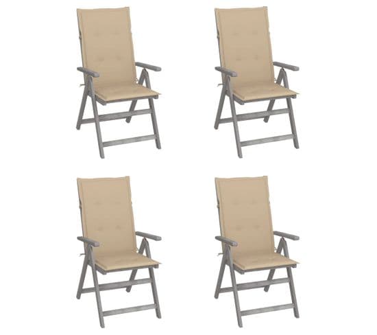 Chaises Inclinables De Jardin Lot De 4 Et Coussins Bois Acacia