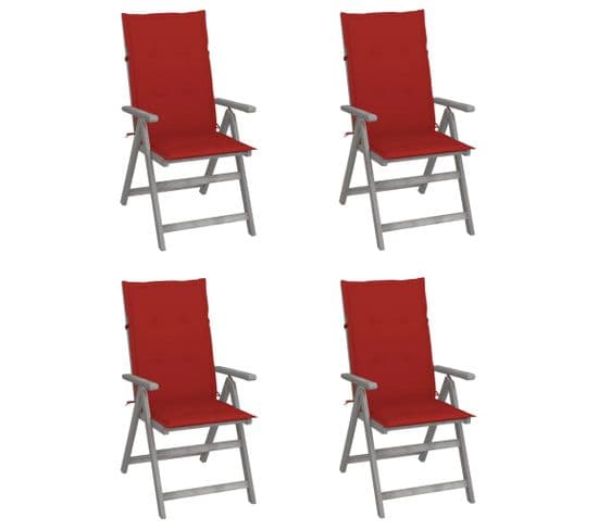 Chaises Inclinables De Jardin Lot De 4 Et Coussins Bois Acacia