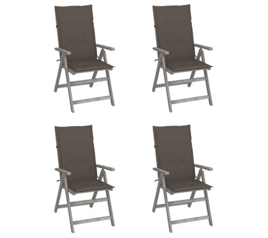 Chaises Inclinables De Jardin Lot De 4 Et Coussins Bois Acacia