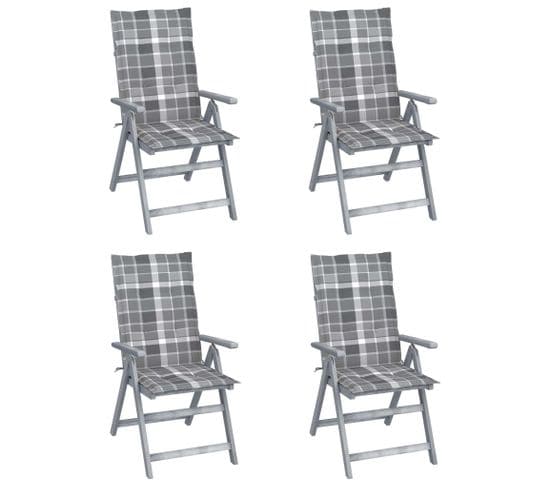 Chaises Inclinables De Jardin 4 PCs Avec Coussins Bois D'acacia