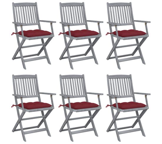 Chaises Pliables D'extérieur 6 PCs Avec Coussins Bois D'acacia