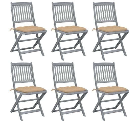 Chaises Pliables D'extérieur 6 PCs Avec Coussins Bois D'acacia