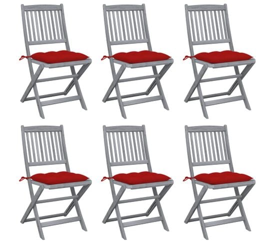 Chaises Pliables D'extérieur 6 PCs Avec Coussins Bois D'acacia