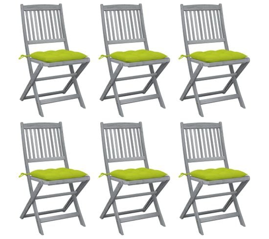 Chaises Pliables D'extérieur 6 PCs Avec Coussins Bois D'acacia