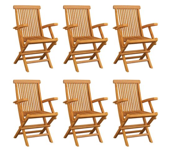 Chaises Pliables De Jardin 6 PCs Bois De Teck Solide