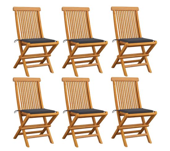 Chaises De Jardin Avec Coussins Anthracite 6 PCs Bois De Teck