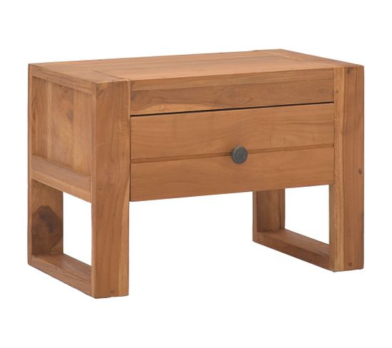 Table De Chevet 50x30x35 Cm Bois De Teck Solide