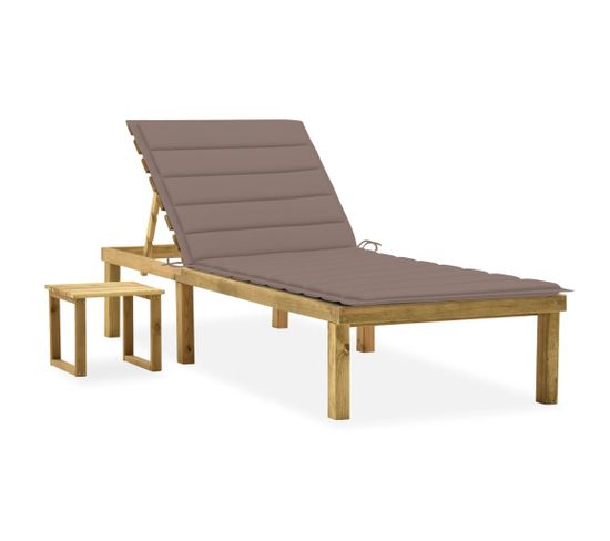 Chaise Longue De Jardin Avec Table Et Coussin Pin Imprégné