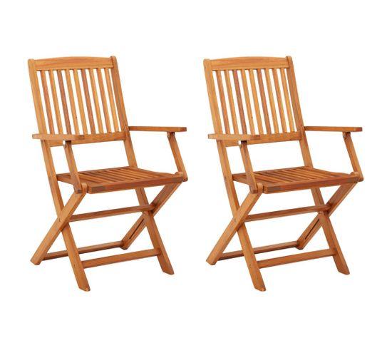 Chaises de jardin pliables 2 pcs Bois d'eucalyptus massif