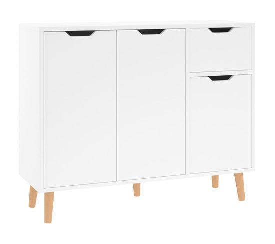 Buffet Blanc Brillant 90x30x72 Cm Bois D'ingénierie