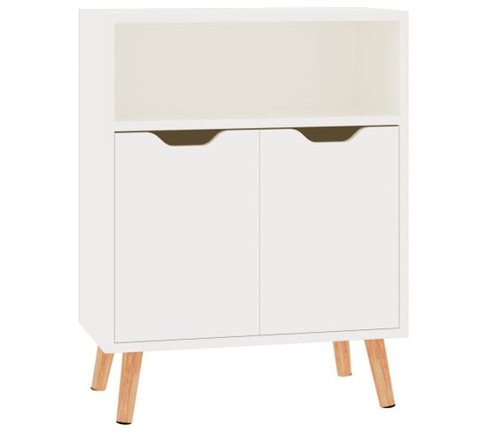 Buffet Blanc Brillant 60x30x72 Cm Aggloméré