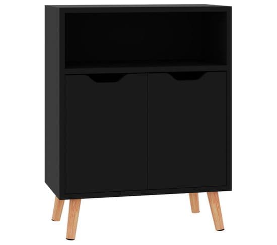 Buffet Noir Brillant 60x30x72 Cm Aggloméré