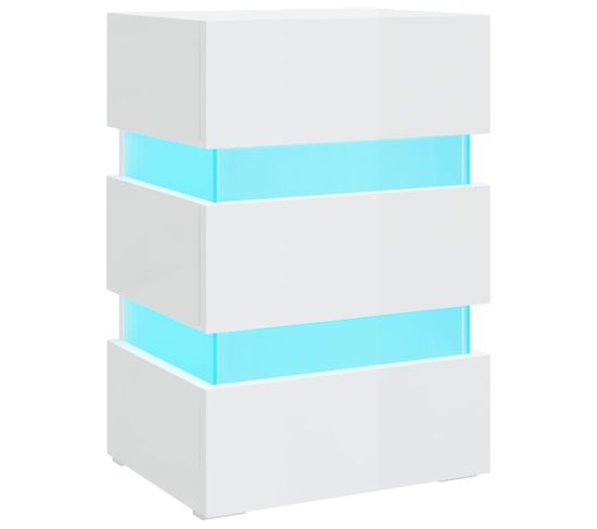 Table De Chevet à LED Blanc Brillant 45x35x67 Cm