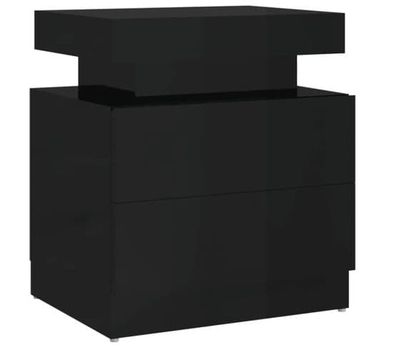 Table De Chevet Noir Brillant 45x35x52 Cm Aggloméré