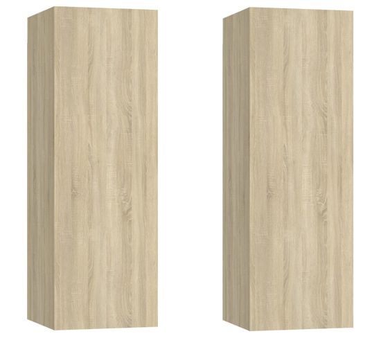 Meubles Tv 2 Pcs Chêne Sonoma 30,5x30x90 Cm Bois D’ingénierie