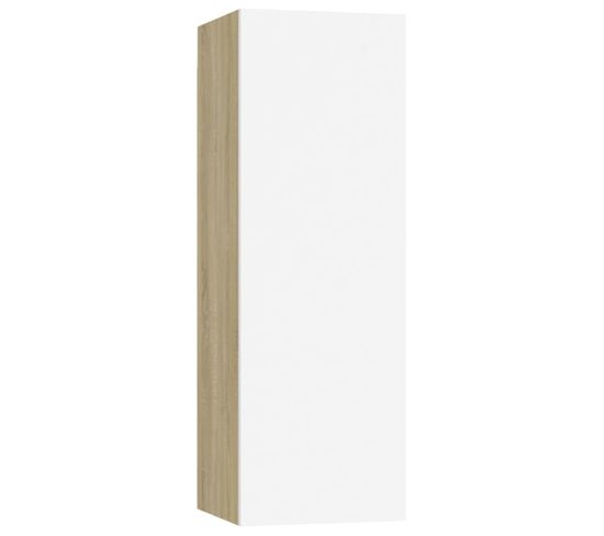 Meuble Tv Blanc Et Chêne Sonoma 30,5x30x90 Cm Bois D’ingénierie