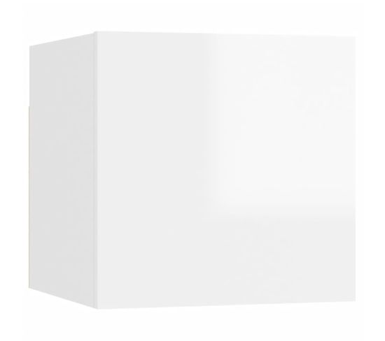 Meuble Tv Mural Blanc Brillant 30,5x30x30 Cm