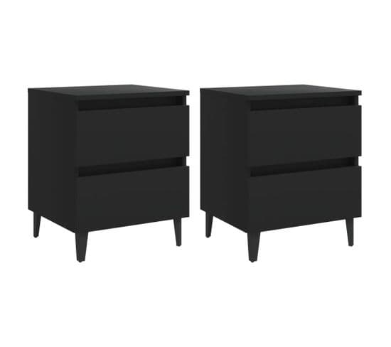 Tables De Chevet 2 PCs Noir 40x35x50 Cm Aggloméré