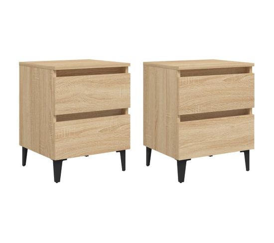 Tables De Chevet 2 PCs Chêne Sonoma 40x35x50 Cm Aggloméré