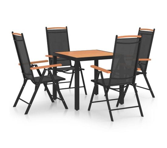 Ensemble De Salle À Manger De Jardin 5 PCs Aluminium Noir