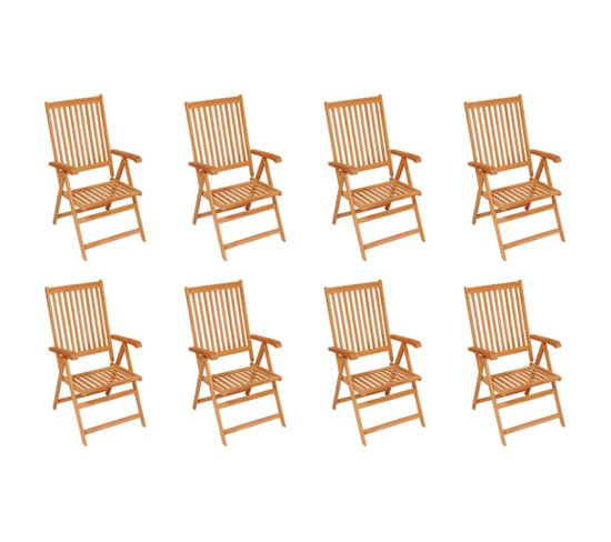 Chaises inclinables de jardin 8 pcs Bois de teck solide