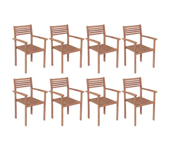 Chaises De Jardin Empilables 8 PCs Bois De Teck Solide