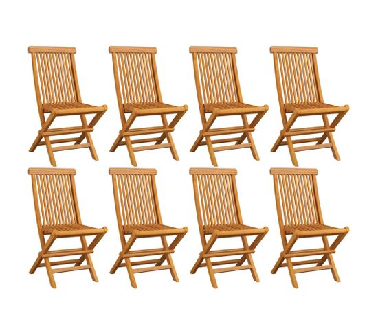 Chaises De Jardin Pliables 8 PCs Bois De Teck Massif