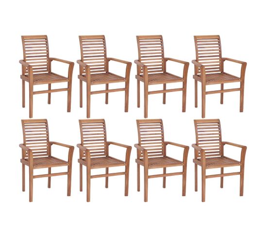 Chaises Empilables À Manger Lot De 8 Bois De Teck Solide