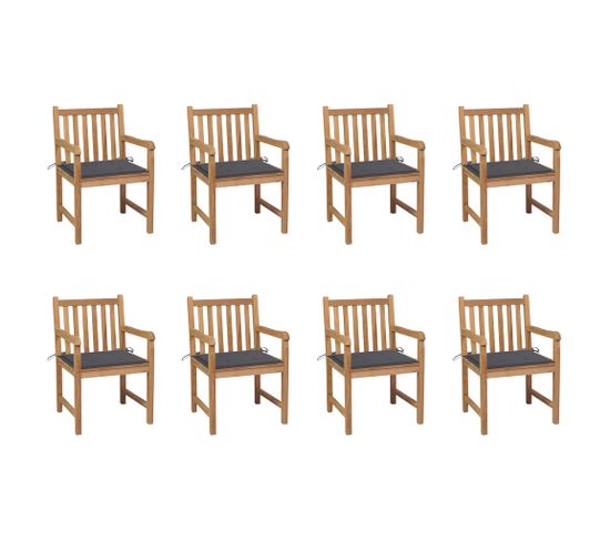 Chaises De Jardin 8 PCs Avec Coussins Anthracite Bois De Teck