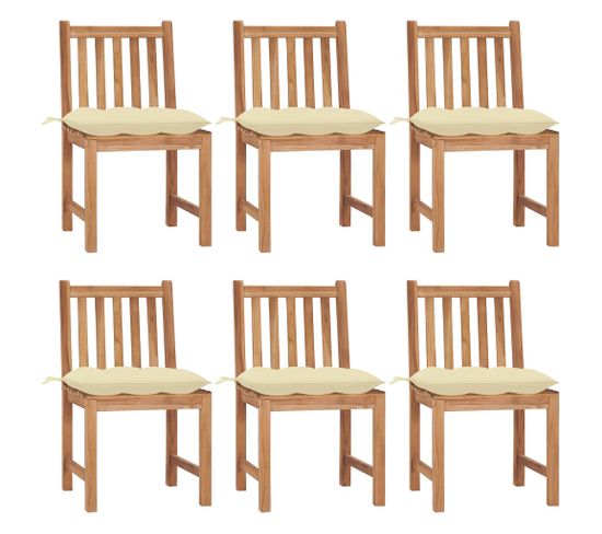 Chaises De Jardin 6 PCs Avec Coussins Bois De Teck Massif