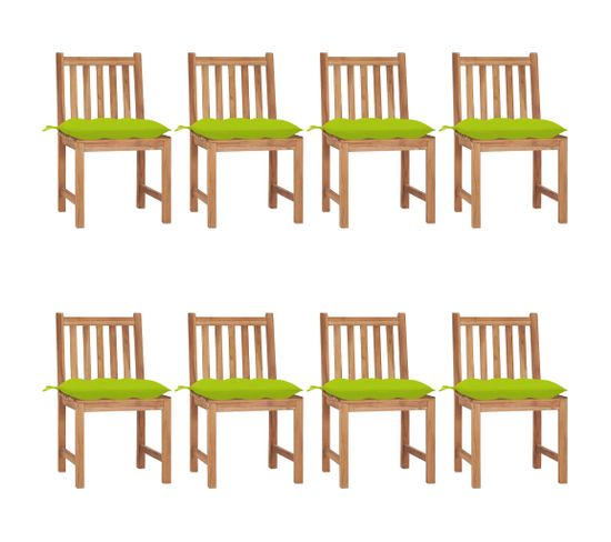 Chaises De Jardin 8 PCs Avec Coussins Bois De Teck Massif