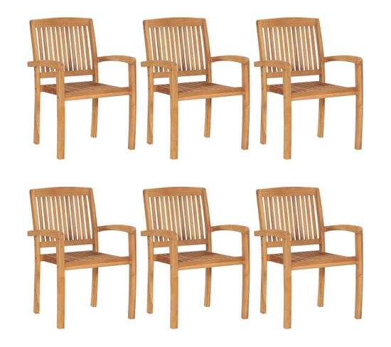 Chaises De Jardin Empilables 6 PCs Bois De Teck Solide